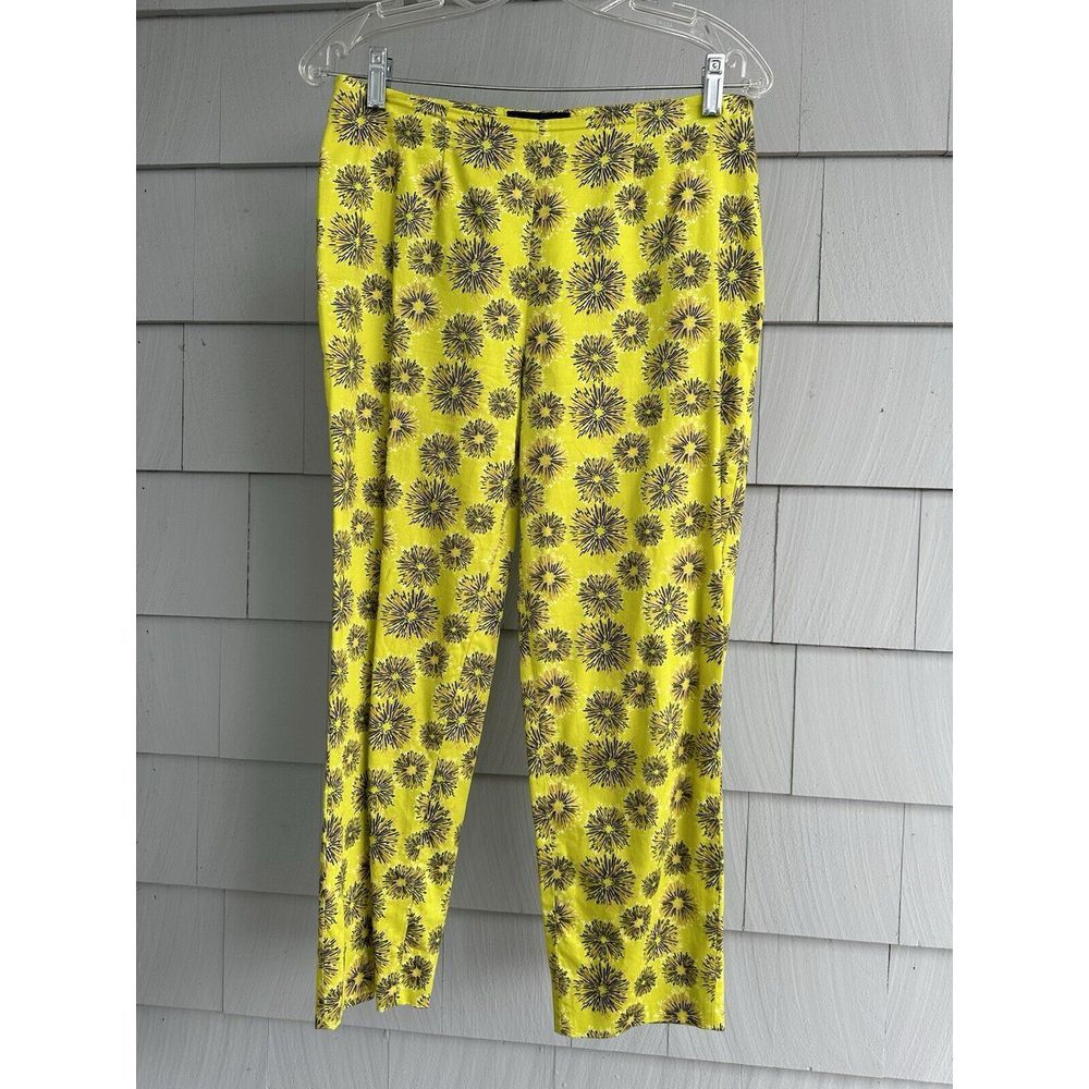 Piazza Sempione Audrey Pants 44 Medium Side Zip Cotton Stretch Starburst Ankle